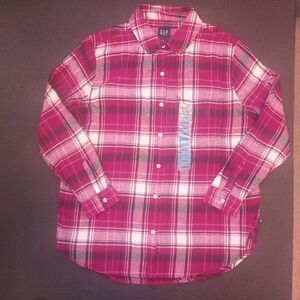 GAP Multi Pink Plaid Button Down Flannel Shirt SZ L